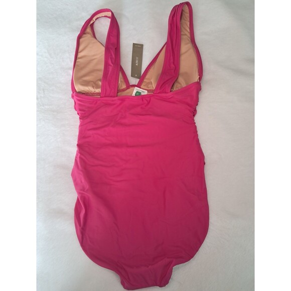J.Crew Radiant Fuchsia Ruched One Piece Swimsuit Lined BC116 Size 4 - Picture 5 of 8